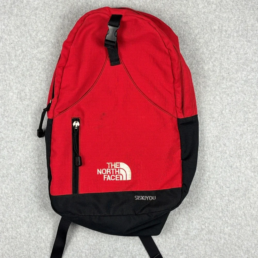 The North Face Siskiyou Backpack Red Black Outdoor Daypack Hiking Bag Y2K